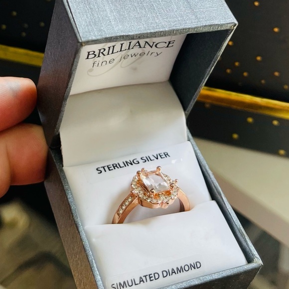 Cocktail Ring Rose Gold Emerald Cut White Sapphire RING CZ SZ 10 NWT - Picture 7 of 8